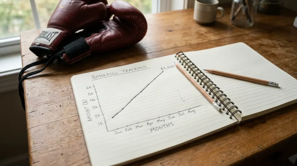 Gestion de bankroll pour les paris boxe avec graphique d'évolution du capital