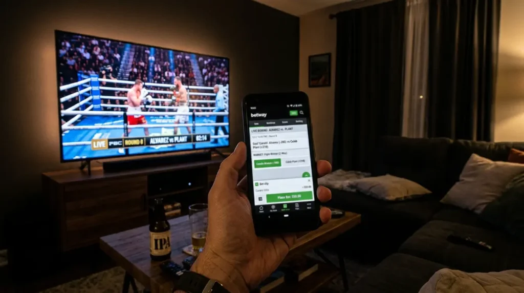 Interface mobile pour les paris boxe avec notifications live et placement de pari